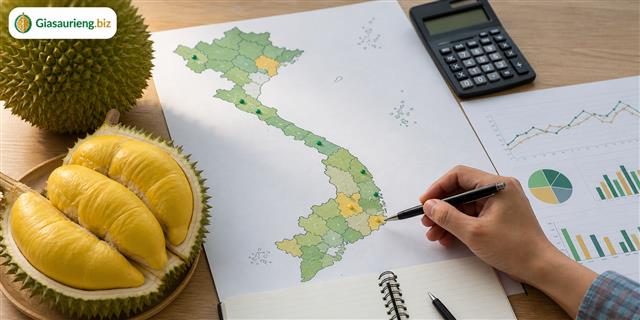Theo dõi vùng giá sầu riêng trên bản đồ Việt Nam tại Giasaurieng.biz
