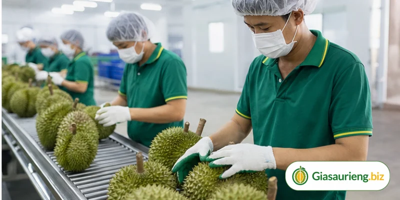 Kiểm hàng và phân loại khi theo dõi chi phí vận chuyển sầu riêng