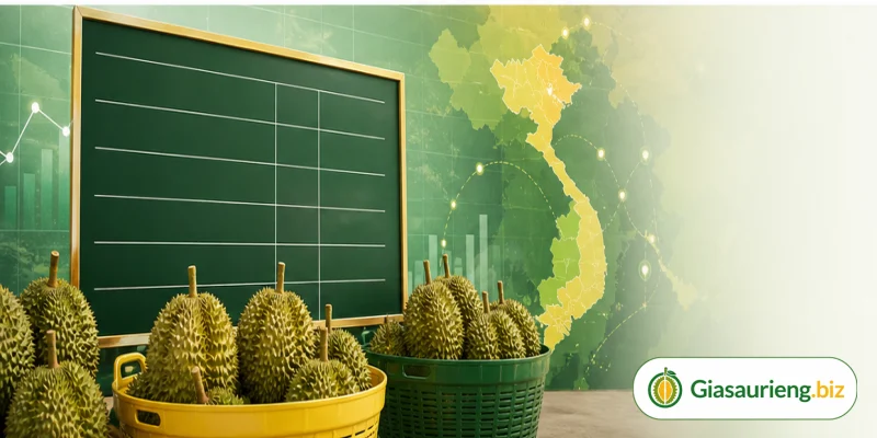 Nhà vườn và thương lái đánh giá chất lượng sầu riêng trước khi giao dịch