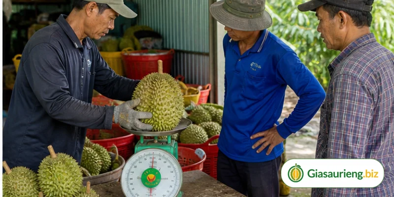 Kiểm hàng và phân loại khi theo dõi kiểm tra mã vùng trồng sầu riêng