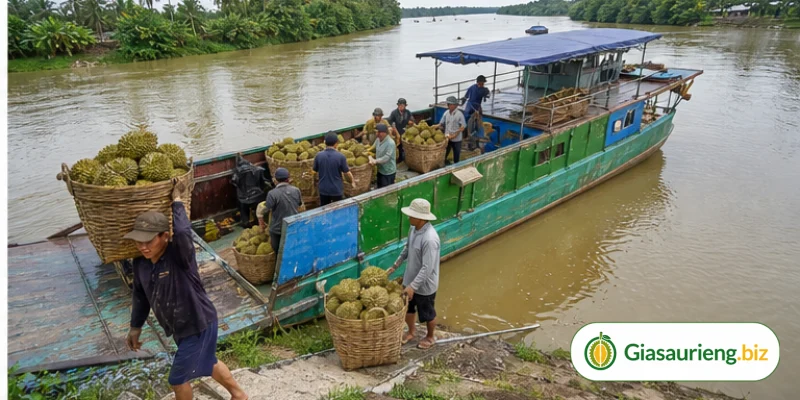 Kiểm hàng và phân loại khi theo dõi năng suất vườn sầu riêng và giá bán